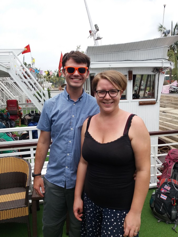 Halong Bay, J&C on quayside.jpg